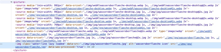 Der Code, der ein Fallback von WebP auf JPG ermöglicht.